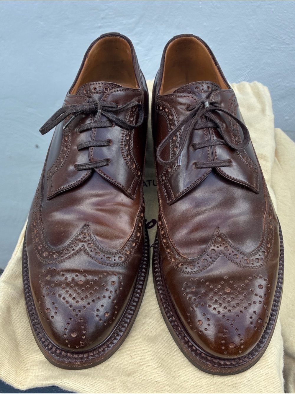 Enzo Bonafe Mahogany Shell Cordovan Wingtip EU40/IT6/US7 No. 3934 Handlasted